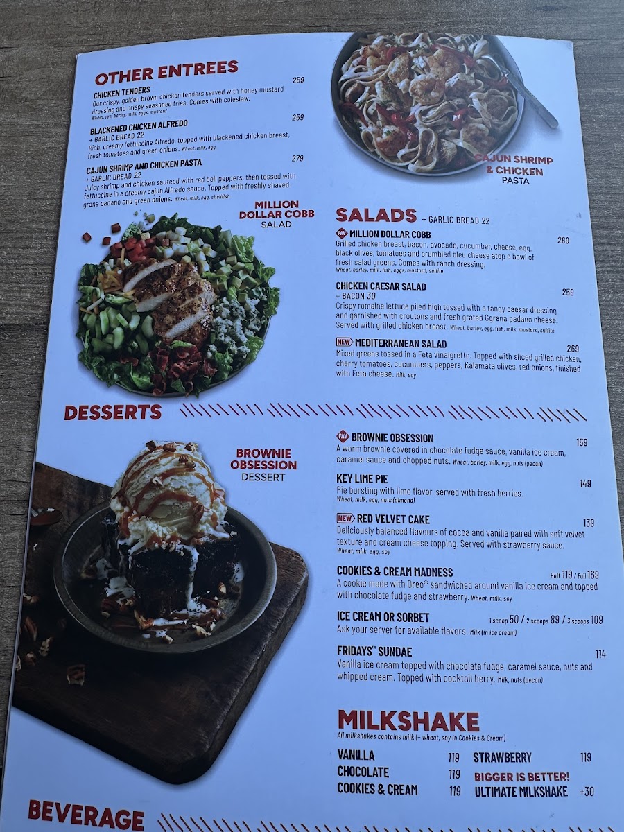 Menu T.g.i. Fridays - Aker Brygge-1